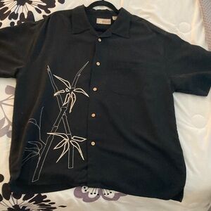 Cubavera Black Short Sleeve Shirt with Bamboo Design
